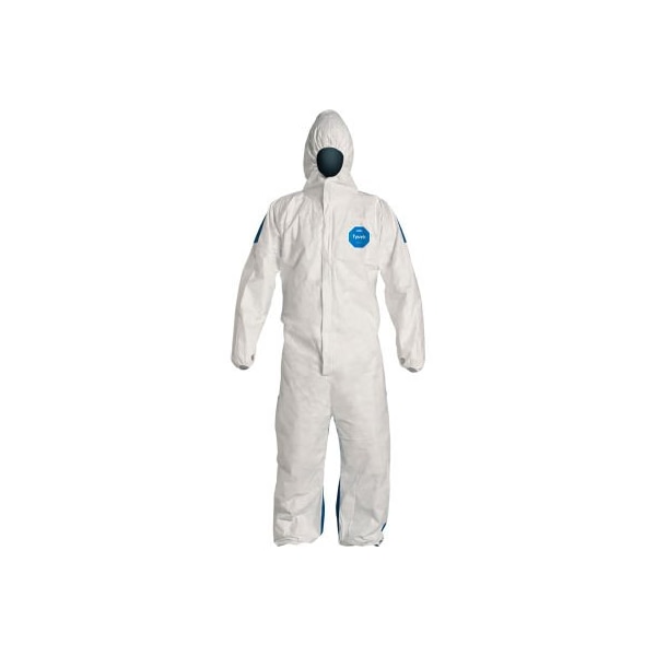 Dupont Disposable Coveralls, Dual Hooded Coverall, LG, Serged Seam, White Front, Blue Back TD127SWBLG0025CM - main